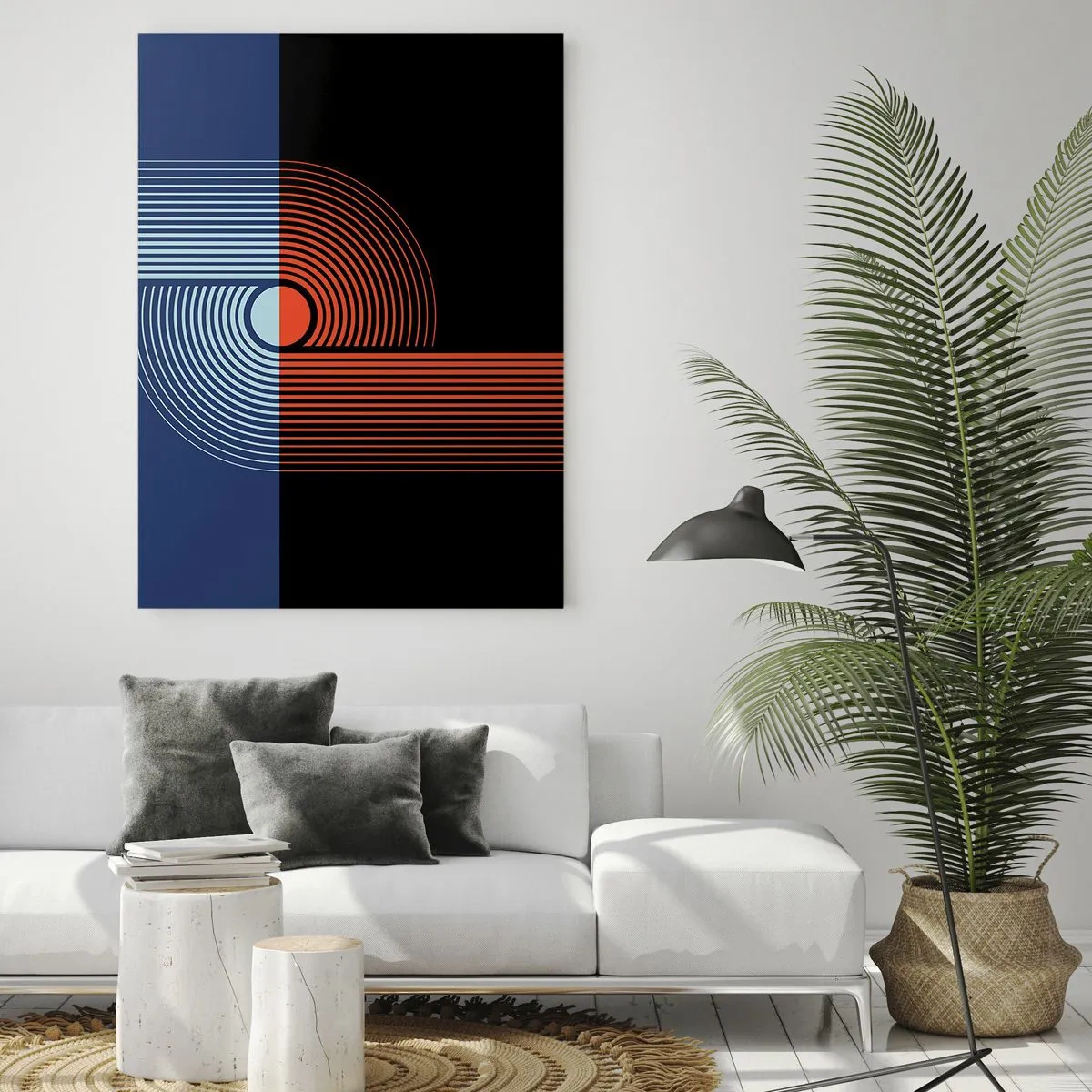 Schilderen op glas - In een geometrische omhelzing - 80x120 cm