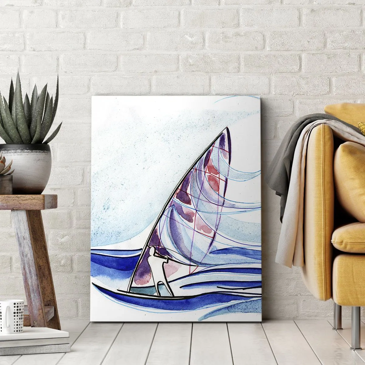 Schilderen op canvas - Met de wind op het ritme van de golven - 55x100 cm