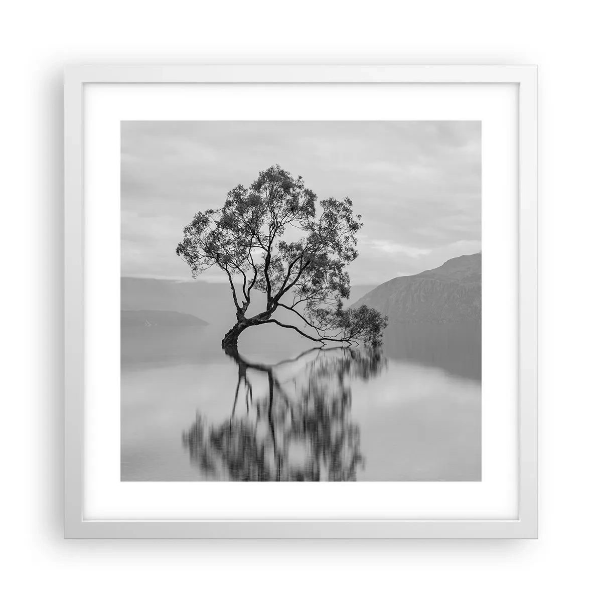 Poster in een witte lijst - Er is zo'n land - 40x40 cm