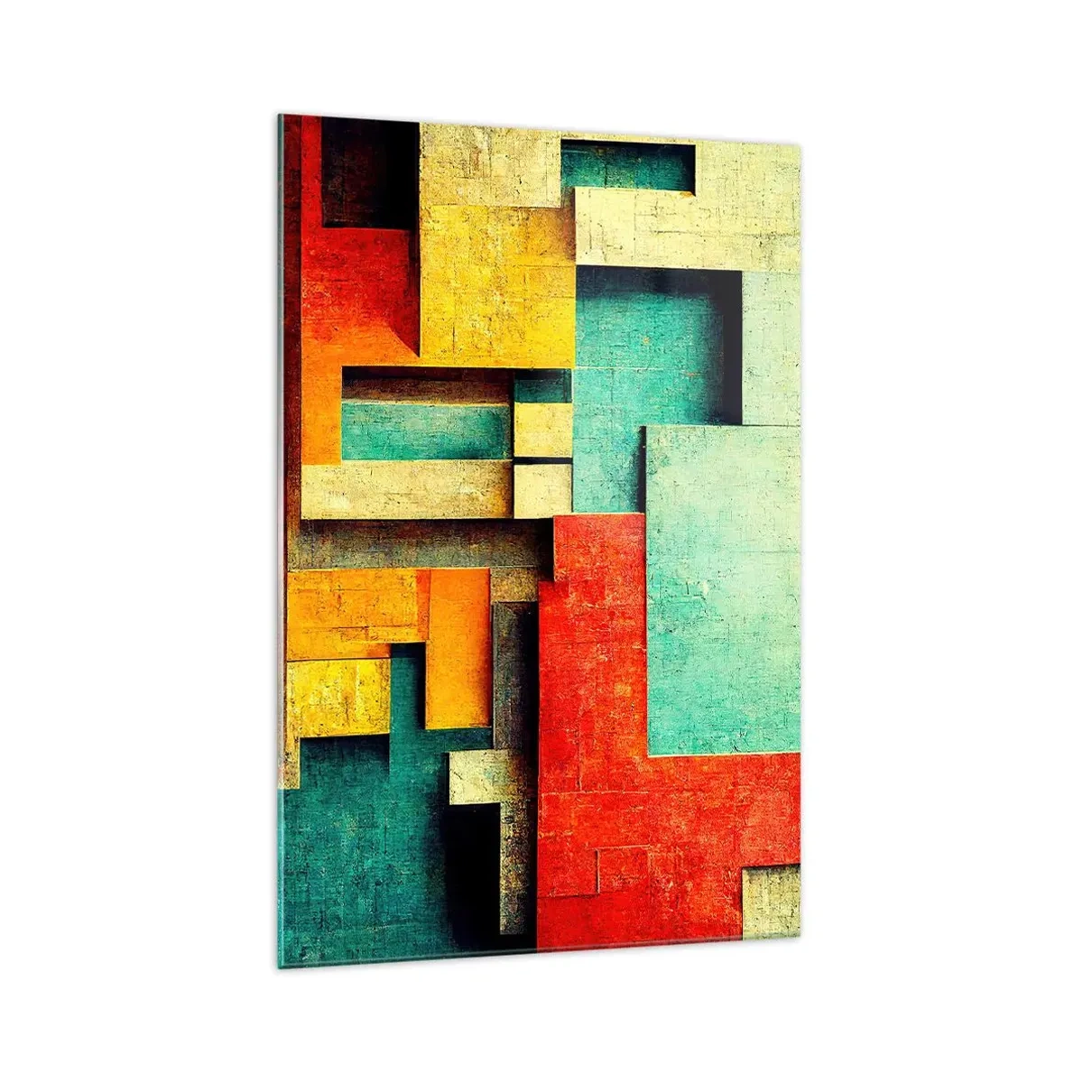 Schilderen op glas - Festival van rechte hoeken - 70x100 cm