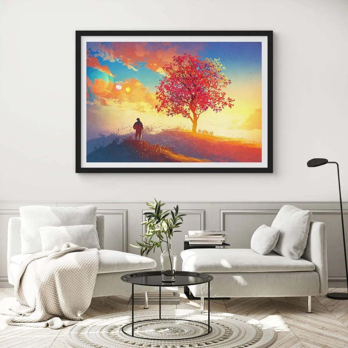 Poster in een zwarte lijst - Pelgrim bij de bestemming - 91x61 cm