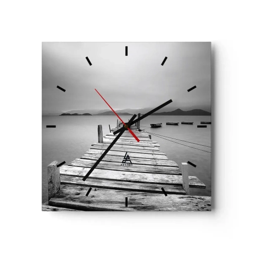 Wandklok - Klok - Achter bergen en zeeën - 30x30 cm