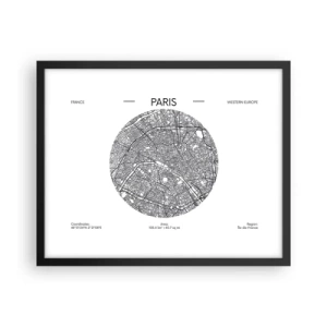 Poster in een zwarte lijst - Anatomie van Parijs - 50x40 cm