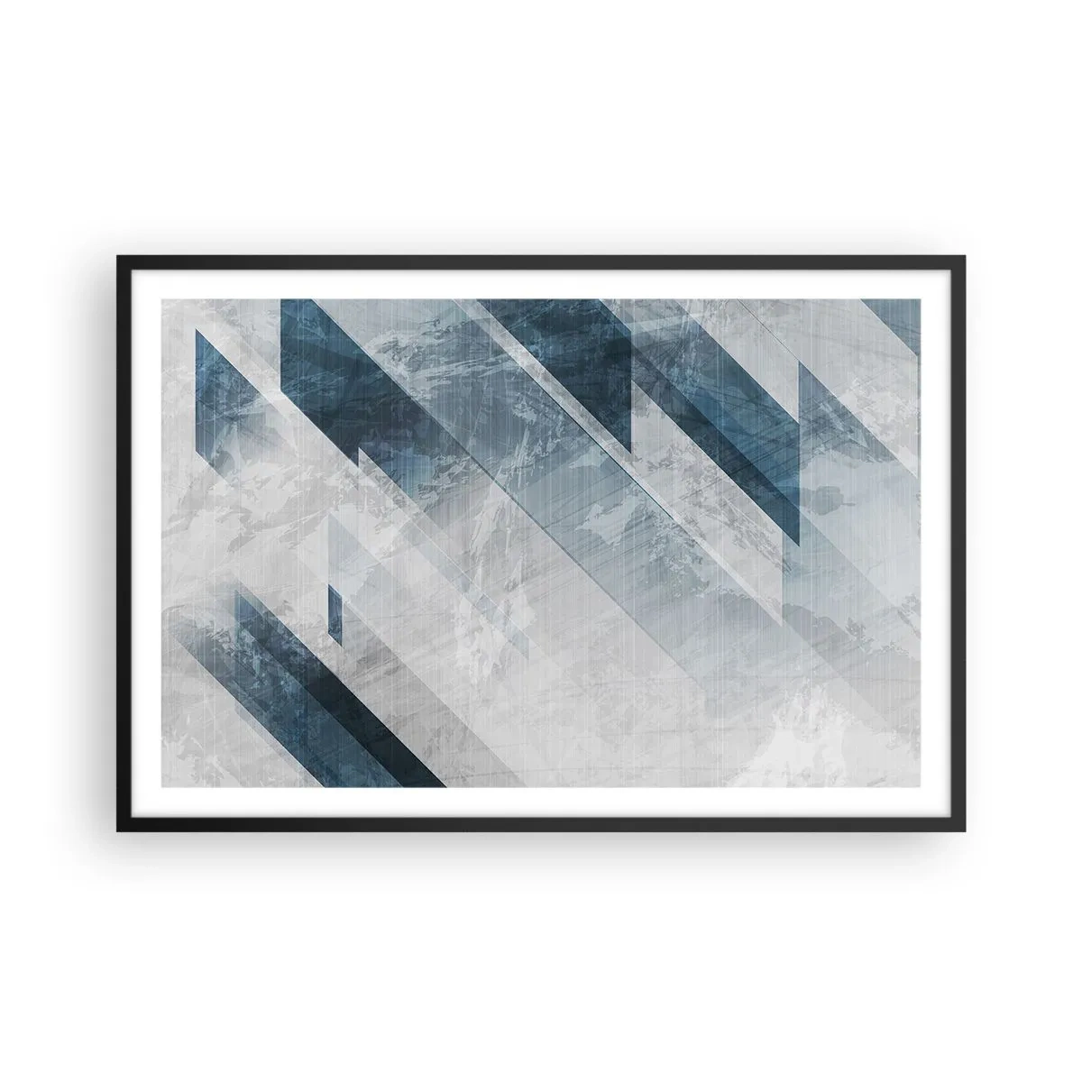 Poster in een zwarte lijst - Ruimtelijke compositie - grijze beweging - 91x61 cm