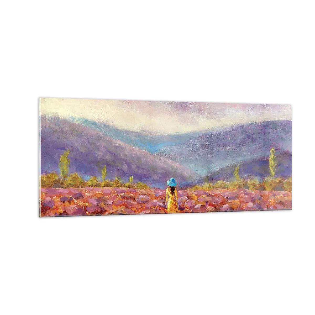 Schilderen op glas - In een lavendelwereld - 100x40 cm