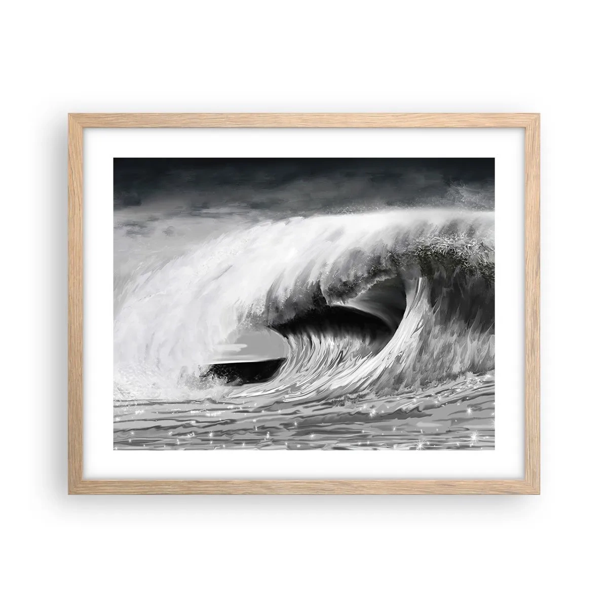 Een poster in een licht eiken lijst - De woede van de oceaan - 50x40 cm