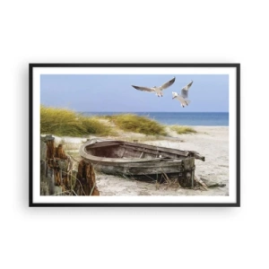 Poster in een zwarte lijst - Badend in de wind - 91x61 cm