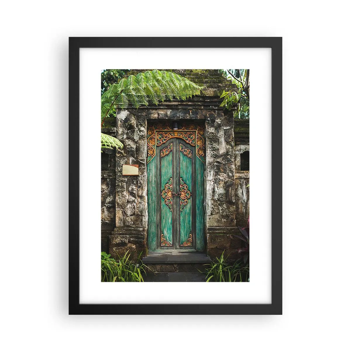 Poster in een zwarte lijst - Een deur naar een exotische wereld - 30x40 cm