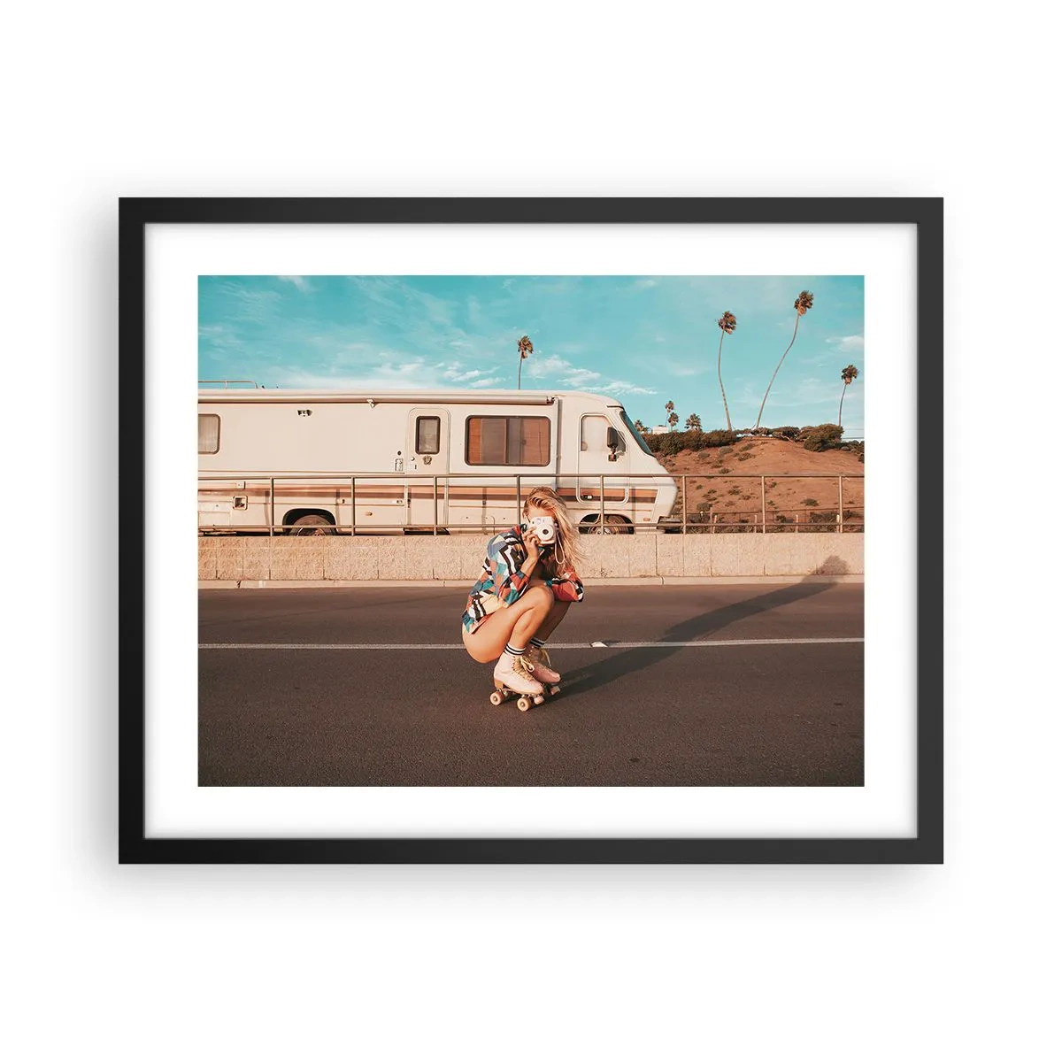Poster in een zwarte lijst - Lach alsjeblieft! - 50x40 cm
