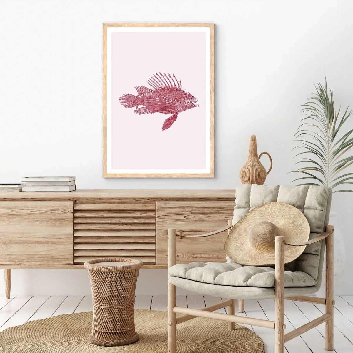 Een poster in een licht eiken lijst - Inwoner van exotische wateren - 61x91 cm