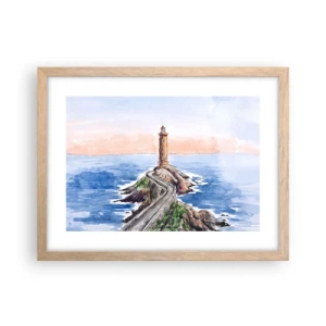 Een poster in een licht eiken lijst - Kijkend naar de zee - 40x30 cm