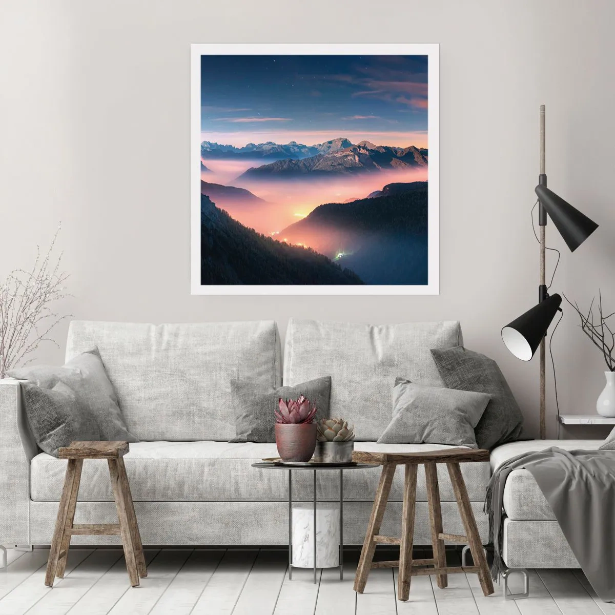 Poster - Licht in de dalen - 60x60 cm