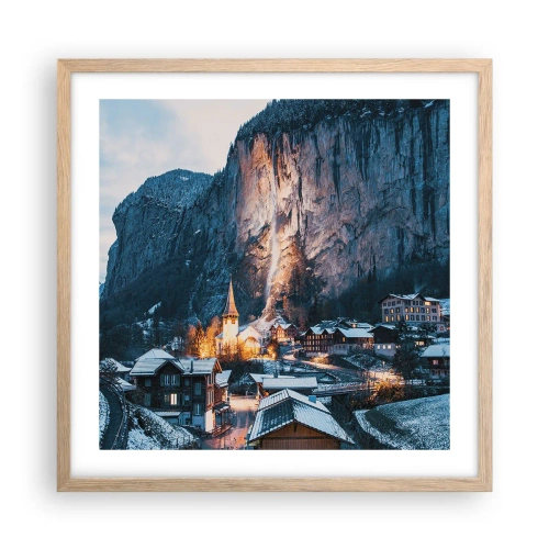 Een poster in een licht eiken lijst - De stralende geest van de winter - 50x50 cm