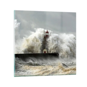Schilderen op glas - De woede van de oceaan - 50x50 cm