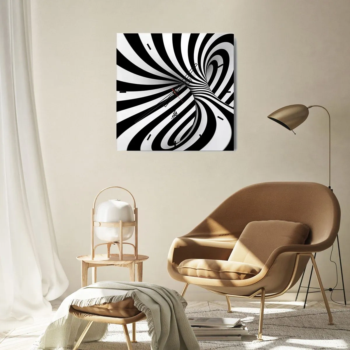 Wandklok - Klok - Compositie: dansende ruimte - 30x30 cm
