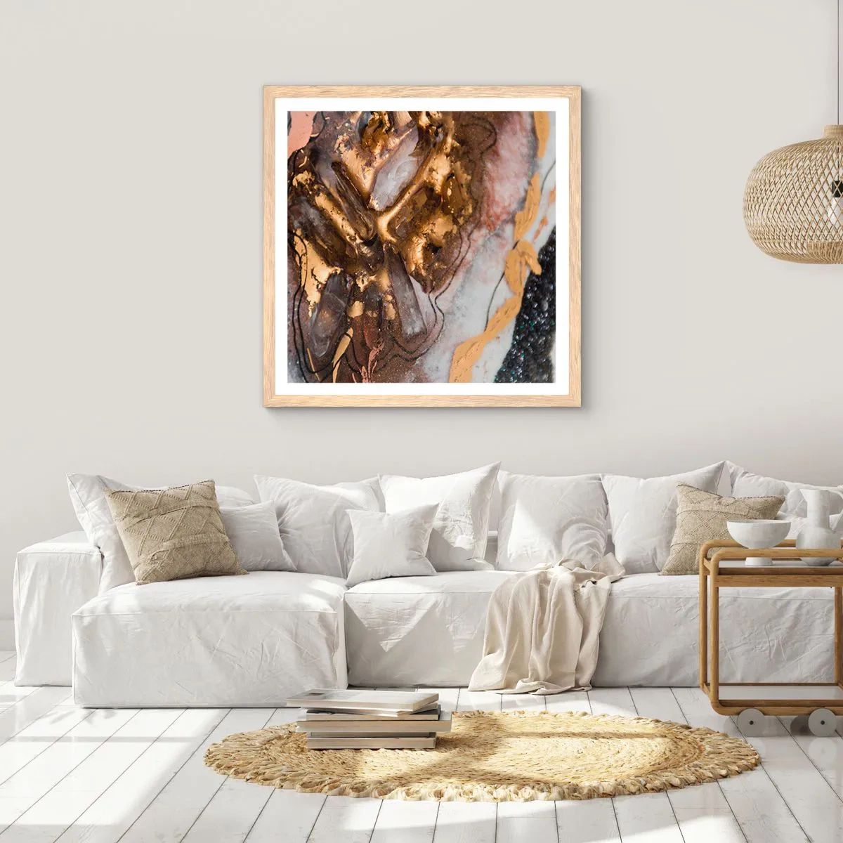 Een poster in een licht eiken lijst - Het element aarde - 60x60 cm