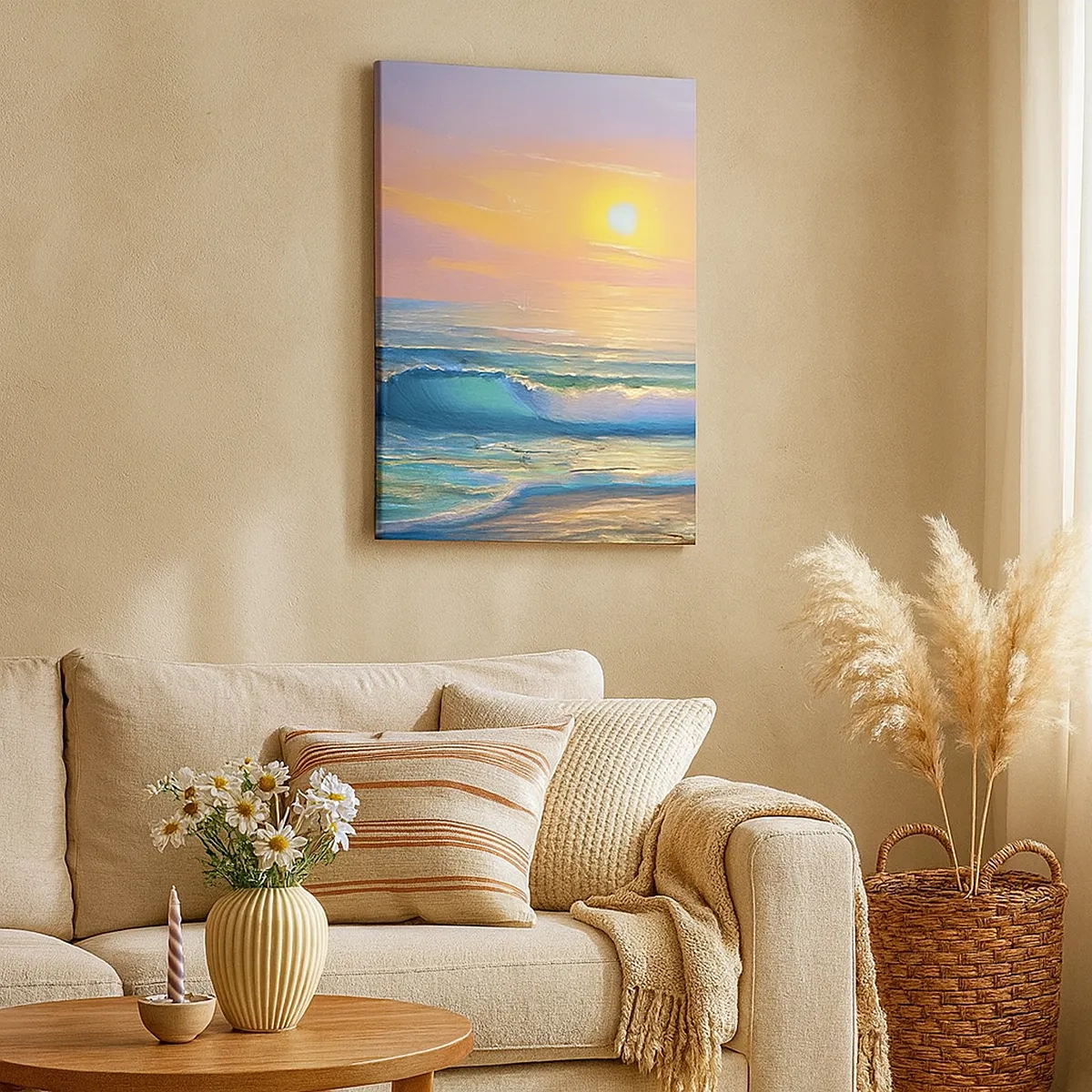 Schilderen op canvas - Een turquoise lied van de golven - 50x70 cm