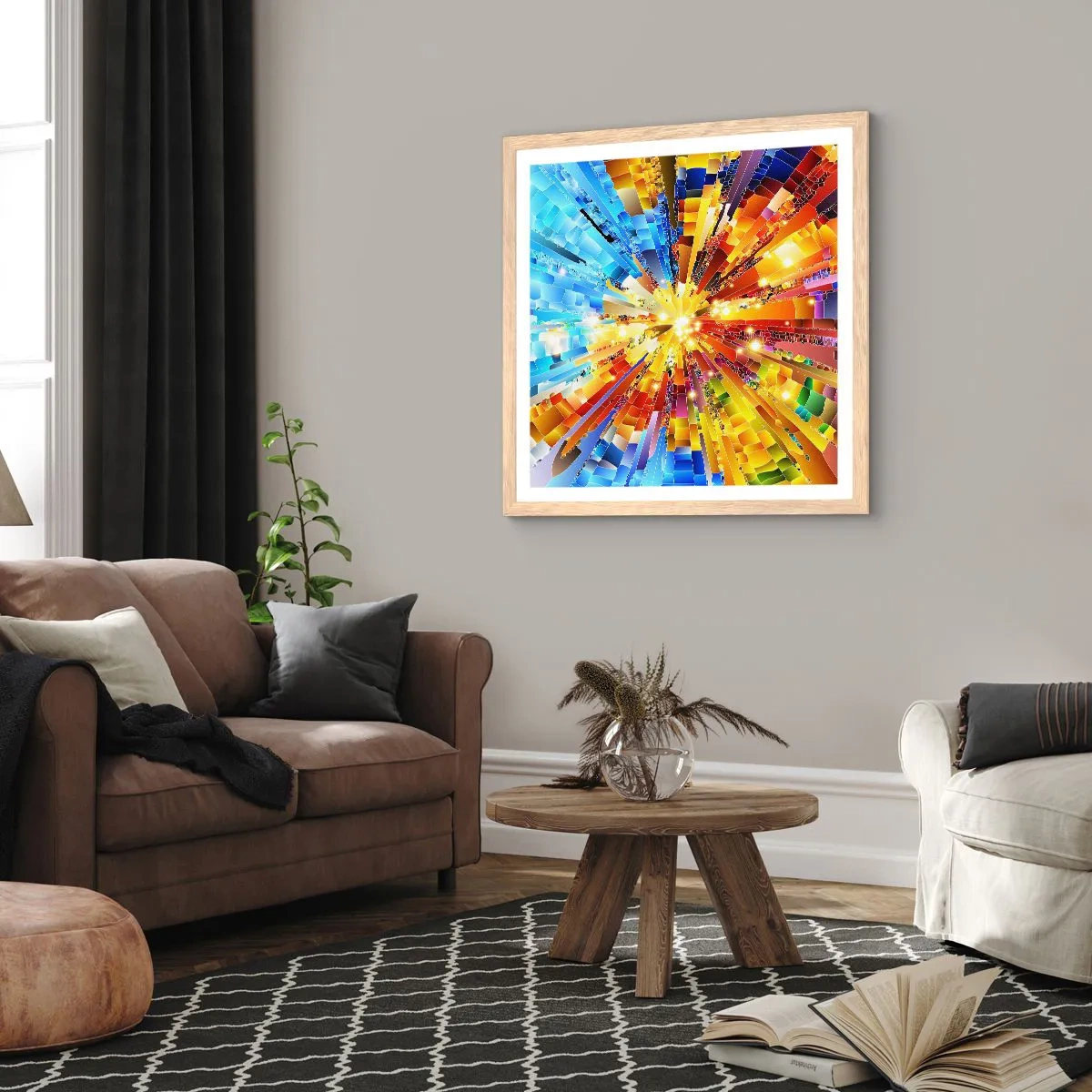 Een poster in een licht eiken lijst - In medias res - 40x40 cm