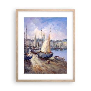 Een poster in een licht eiken lijst - Een stad aan de baai - 40x50 cm