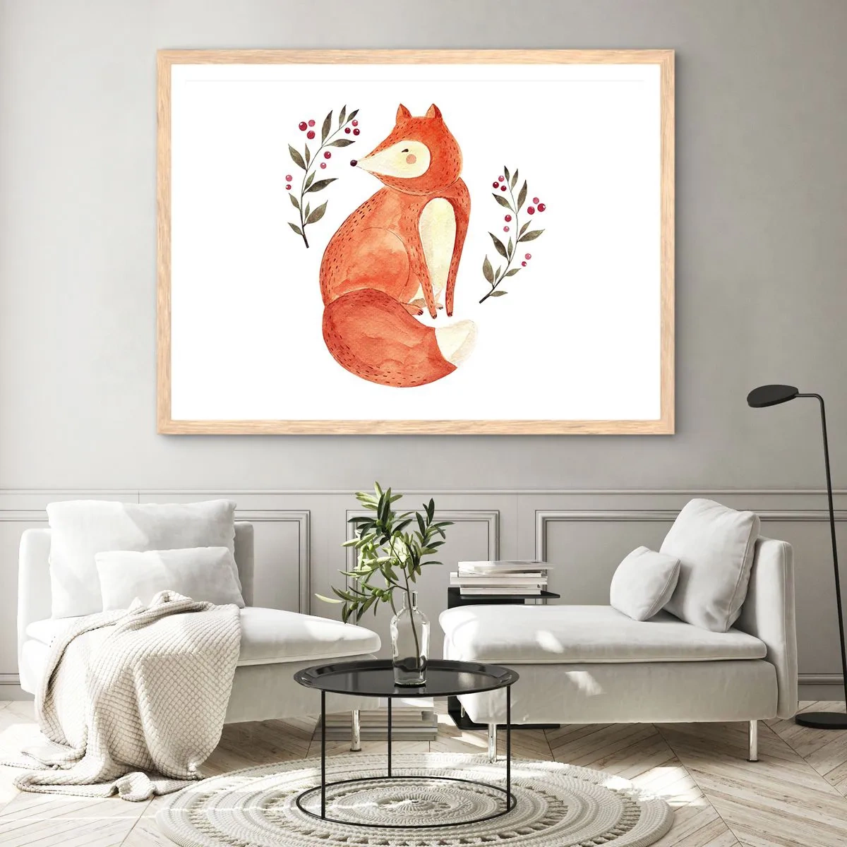 Een poster in een licht eiken lijst - Kleine roodharige - 70x50 cm