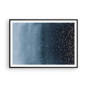 Poster in een zwarte lijst - Samenstelling - blauwe fasen - 100x70 cm