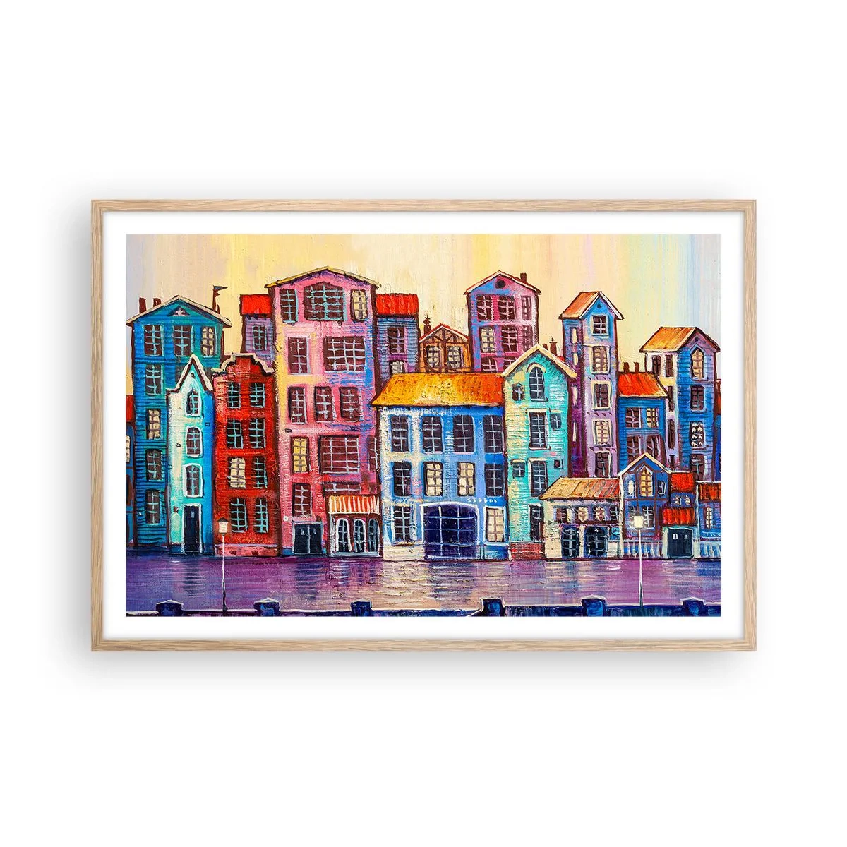 Een poster in een licht eiken lijst - Een stad als uit een sprookje - 91x61 cm