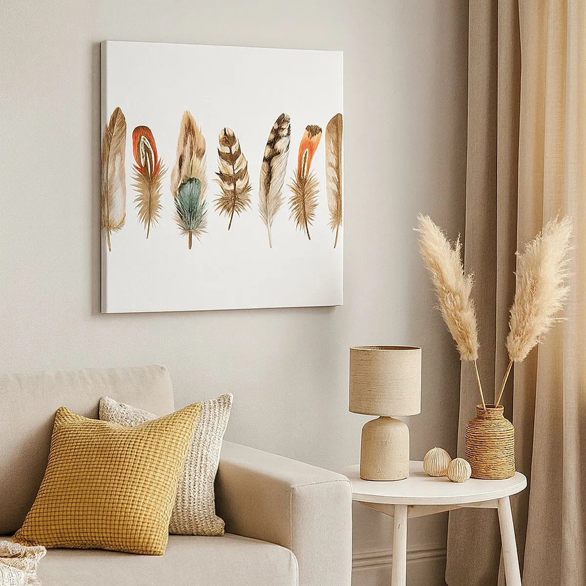 Schilderen op canvas - Een gevederde variatie - 30x30 cm