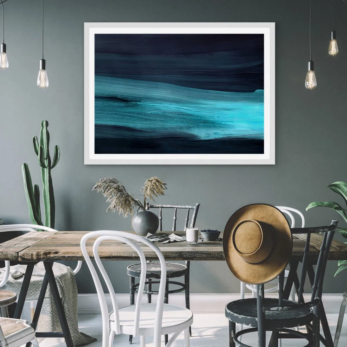 Poster in een witte lijst - Ga met de stroom mee - 70x50 cm
