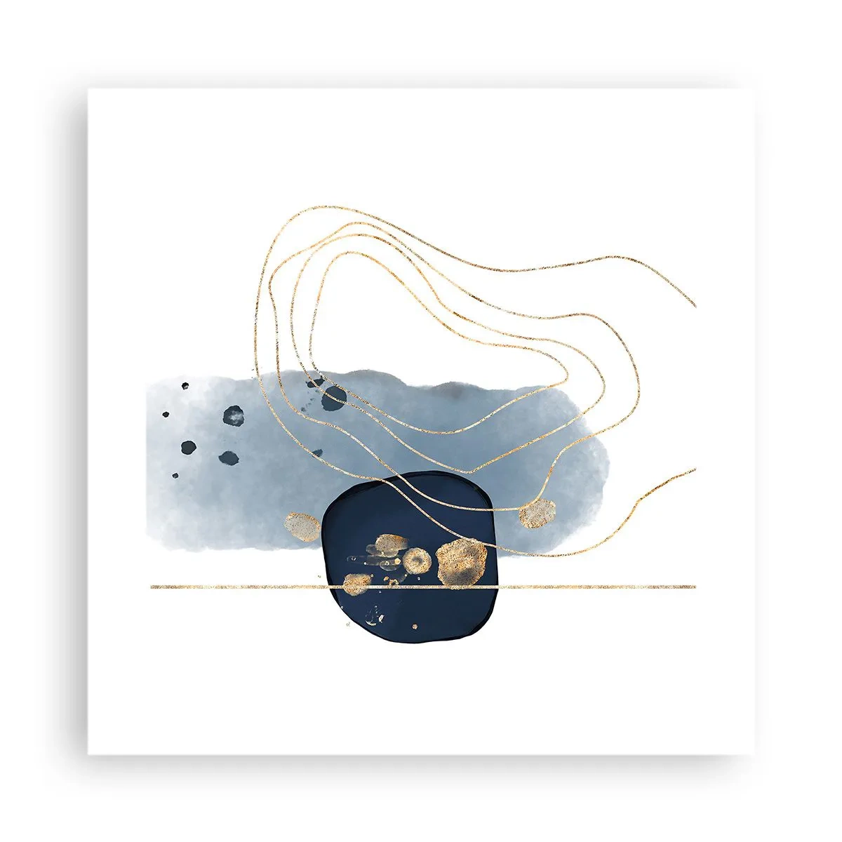 Poster - Blauw en goud fantasie - 40x40 cm
