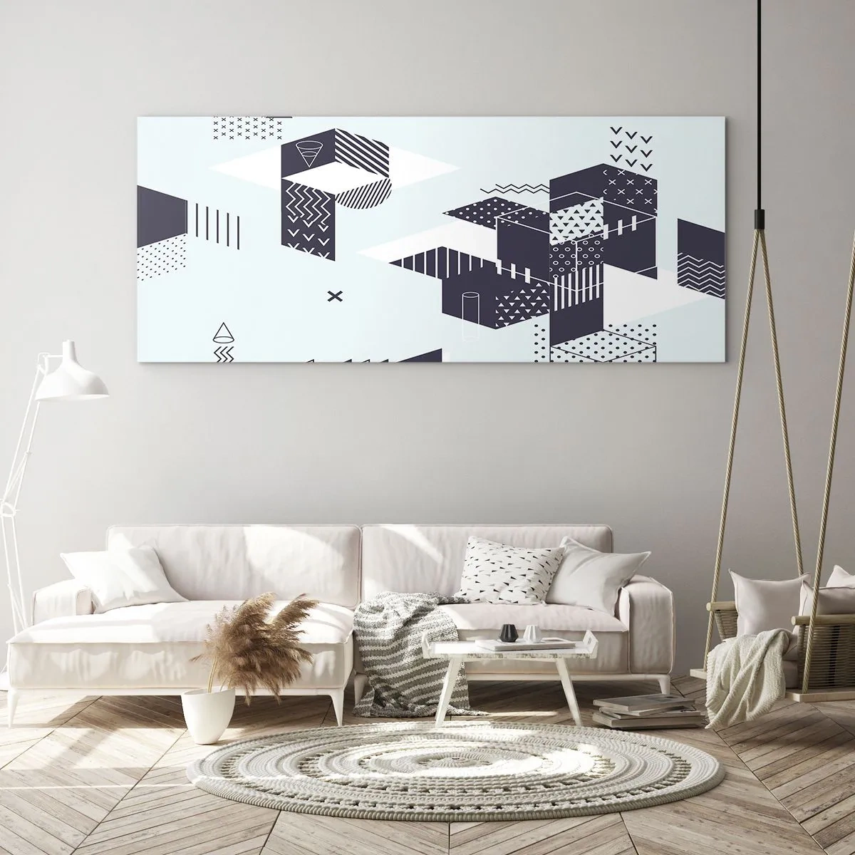 Schilderen op glas - In de ziel van een wiskundige - 90x30 cm