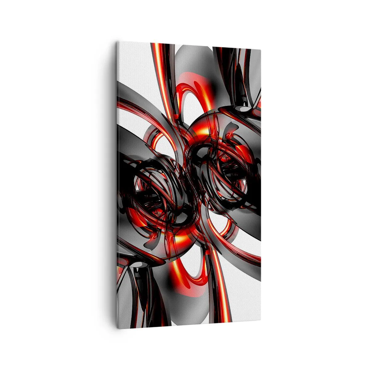 Schilderen op canvas - Beweging in grafiet en rood - 45x80 cm
