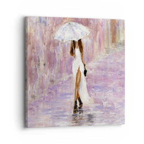 Schilderen op canvas - In de lila regen - 30x30 cm
