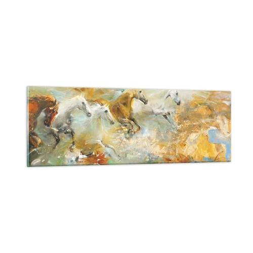 Schilderen op glas - Galopperen door het licht - 90x30 cm