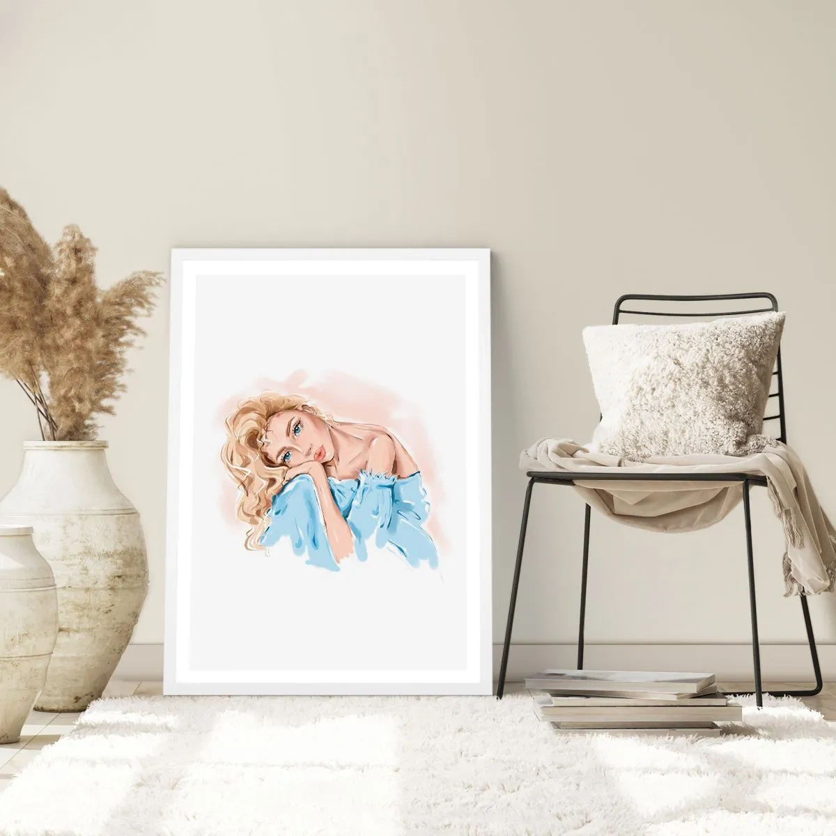 Poster in een witte lijst - Dromerig in het blauw - 40x50 cm