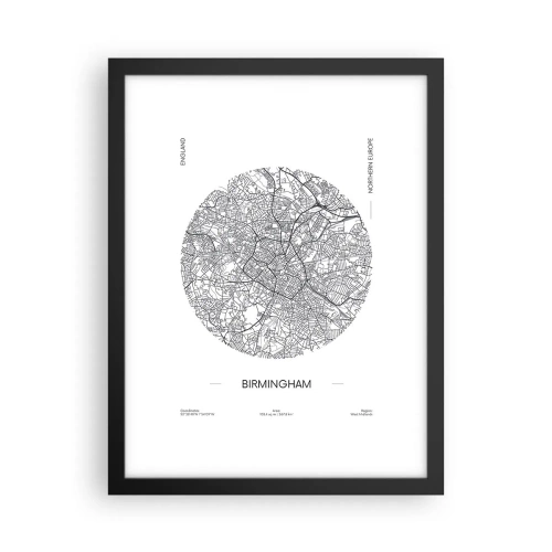 Poster in een zwarte lijst - Anatomie van Birmingham - 30x40 cm