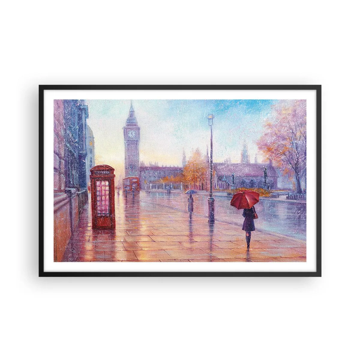 Poster in een zwarte lijst - Herfstdag in Londen - 91x61 cm