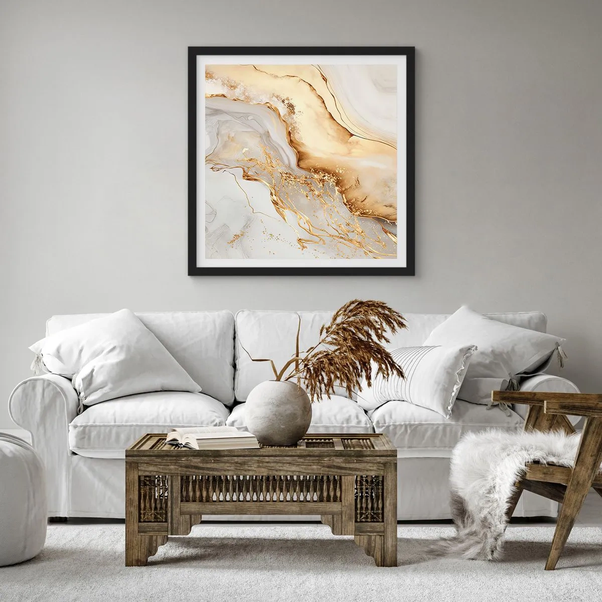 Poster in een zwarte lijst - Abstractie: schoonheid en goedheid - 40x40 cm