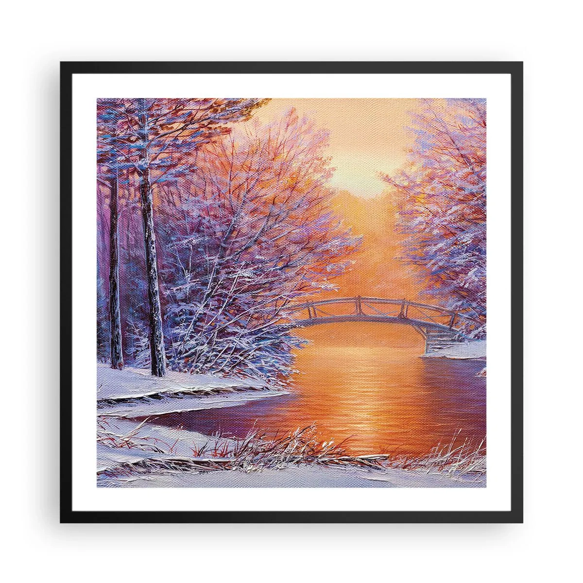 Poster in een zwarte lijst - Laten we elkaar hier ontmoeten - 60x60 cm