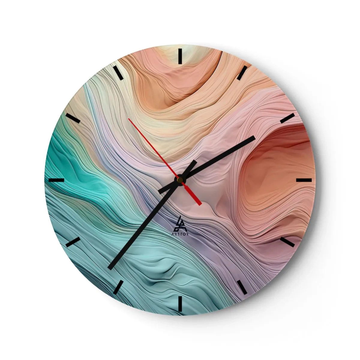 Wandklok - Klok - Kleurrijke lagen die lijken op een Marslandschap - 30x30cm - Regenboog golf - Moderne wanddecoratie voor woonkamer, keuken en slaapkamer ARTTOR