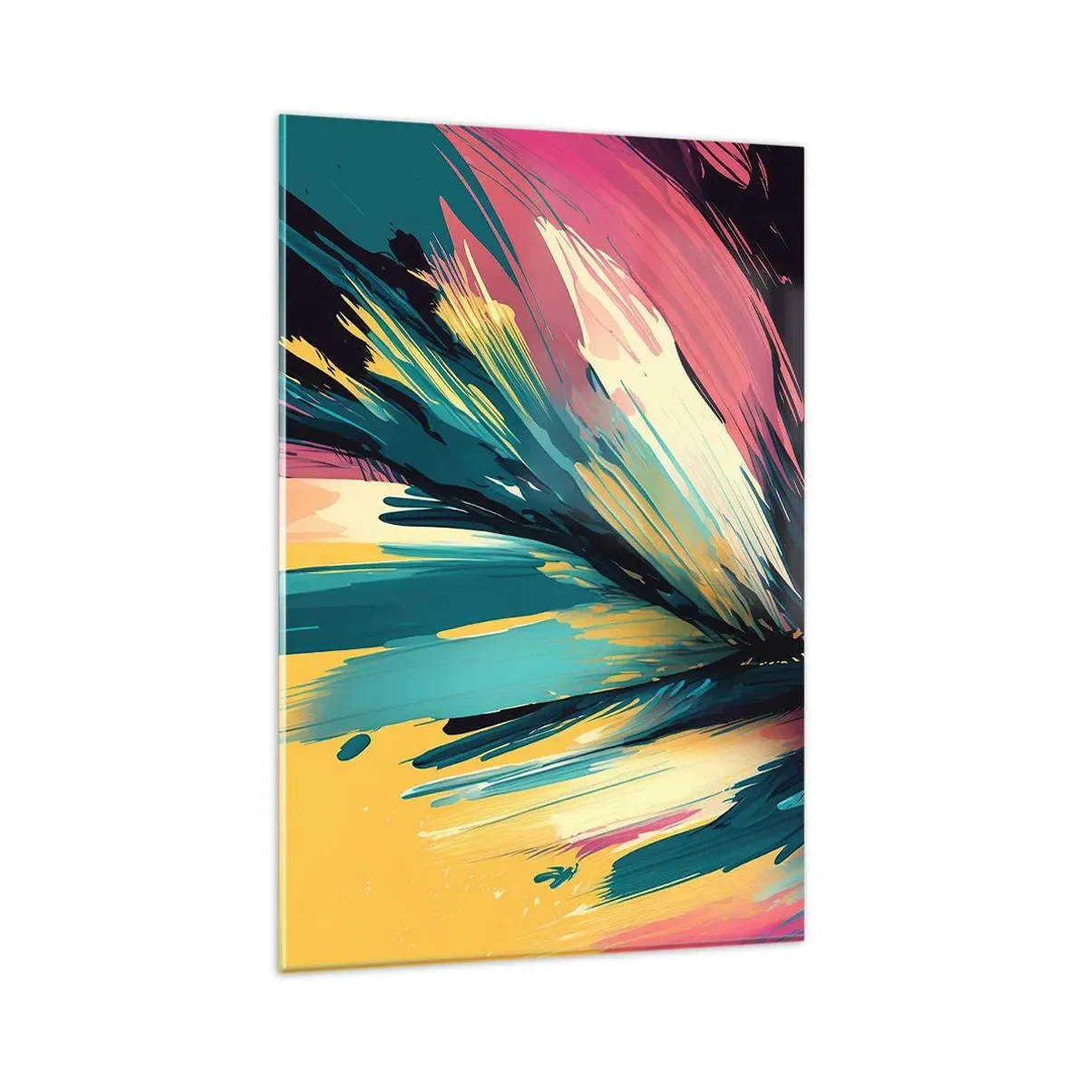 Schilderen op glas - Compositie – een explosie van vreugde - 80x120 cm