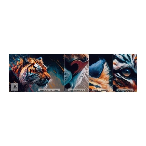 Fotobehang Monster Premium Sand - Wilde schoonheid - Tijger, Kleurrijk, Dier - 100x30 cm