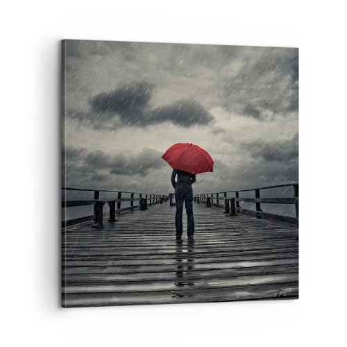 Schilderen op canvas - Het maakt niet uit dat het regent - 60x60 cm