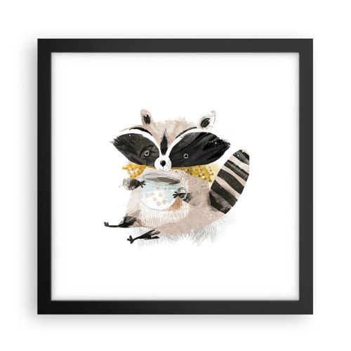 Poster in een zwarte lijst - Mijn vriend de wasbeer - 30x30 cm