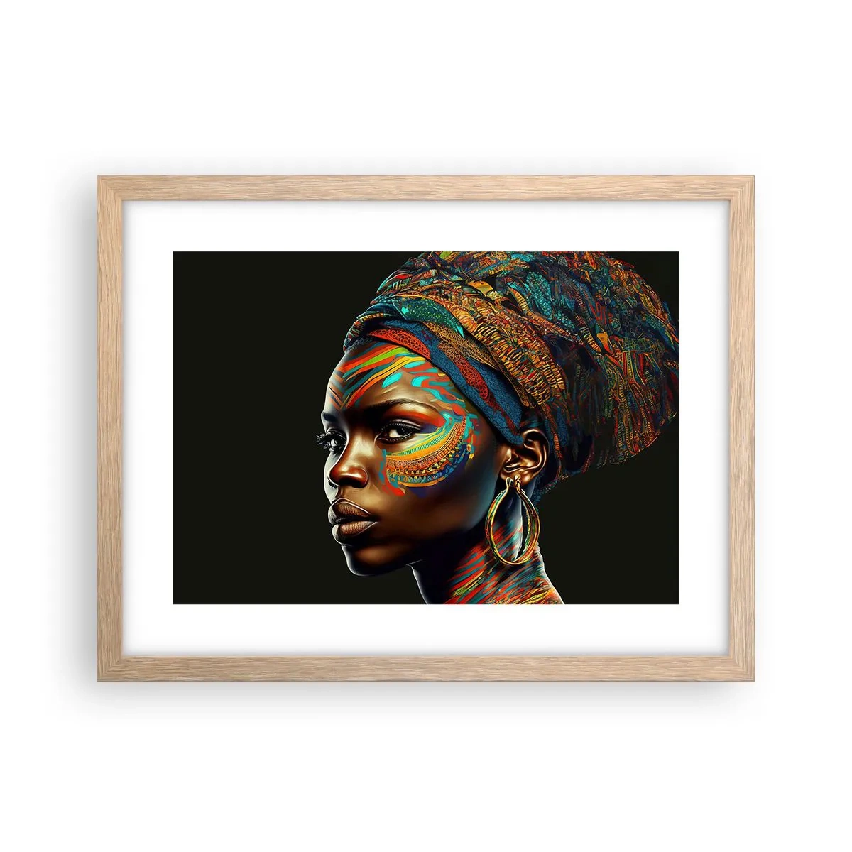 Een poster in een licht eiken lijst - Afrikaanse koningin - 40x30 cm