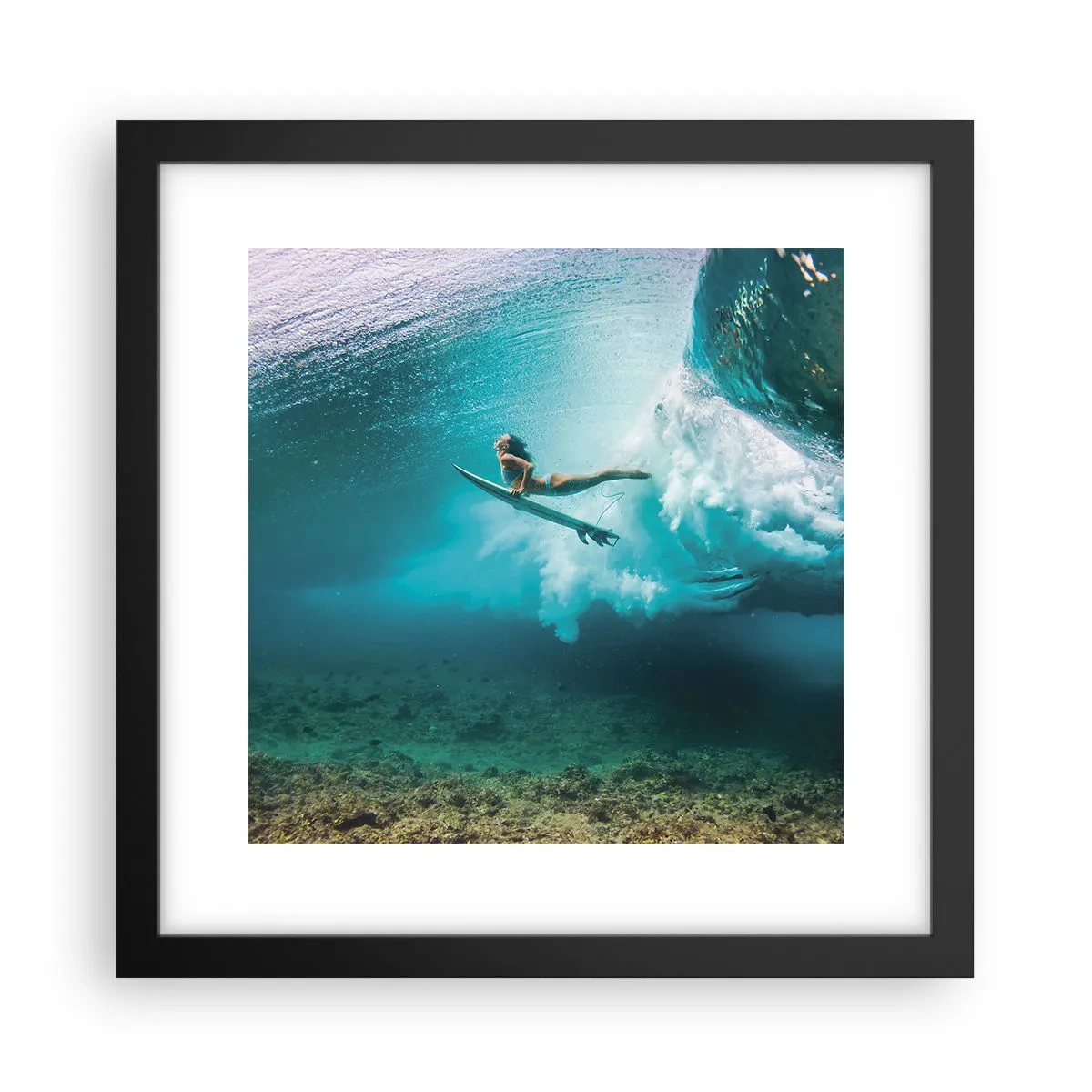 Poster in een zwarte lijst - Onderwaterwereld - 30x30 cm
