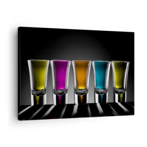 Schilderen op canvas - Kleurrijke bril op een zwarte achtergrond - 70x50cm - Kleuren van vreugde - Moderne wanddecoratie voor woonkamer en slaapkamer ARTTOR