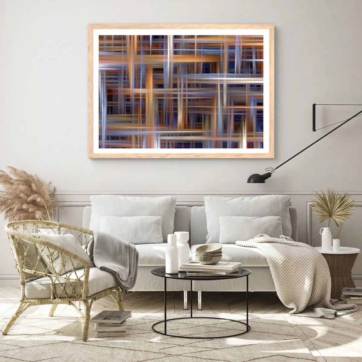 Een poster in een licht eiken lijst - Geweven van licht - 91x61 cm