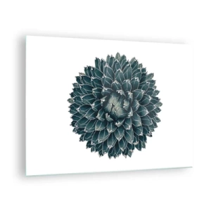 Schilderen op glas - Symmetrisch patroon van vetplant op witte achtergrond - 70x50cm - De ster van de woestijn - Moderne wanddecoratie voor woonkamer en slaapkamer ARTTOR