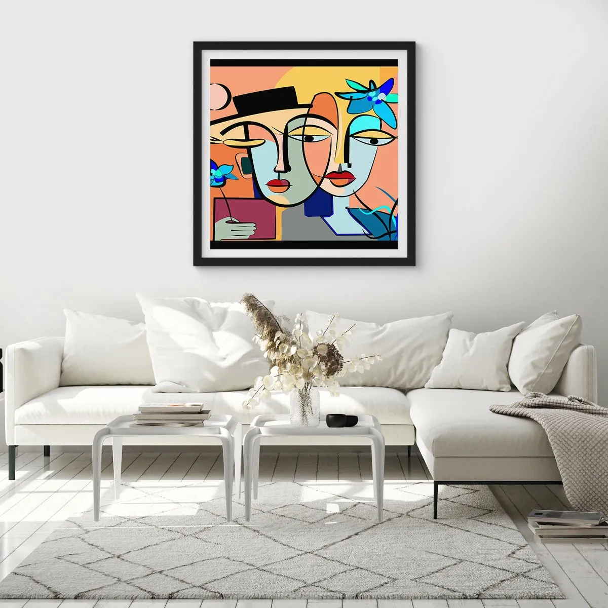 Poster in een zwarte lijst - Picasso's randez-vous - 40x40 cm