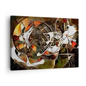 Schilderen op canvas - Expressieve abstractie in donkere tinten met dynamische lijnen. - 70x50cm - Hoor je het verkeer? - Moderne wanddecoratie voor woonkamer en slaapkamer ARTTOR